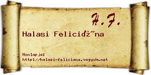 Halasi Feliciána névjegykártya